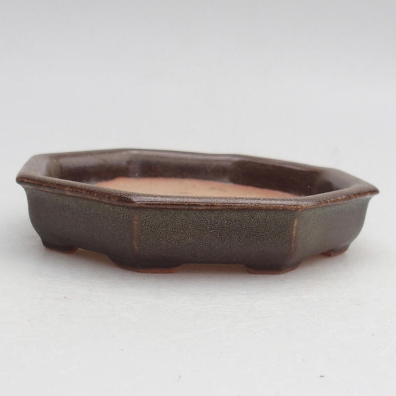 Ceramic bonsai bowl 12 x 11.5 x 2 cm, color brown