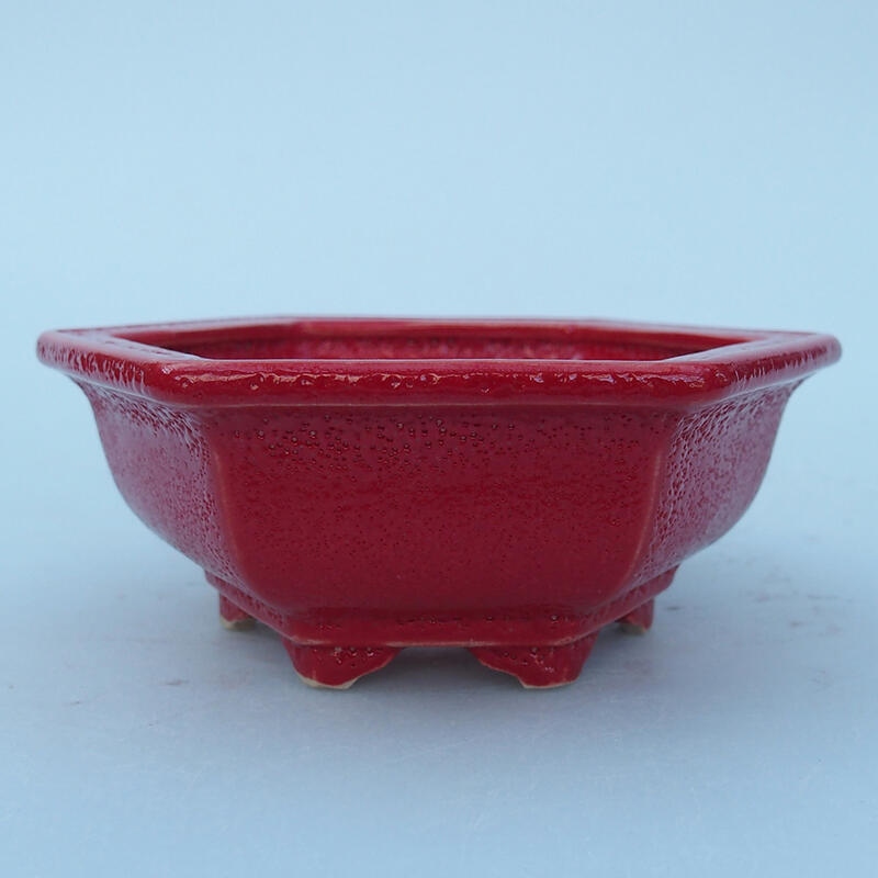 Ceramic bonsai bowl 12 x 11 x 4.5 cm, color red