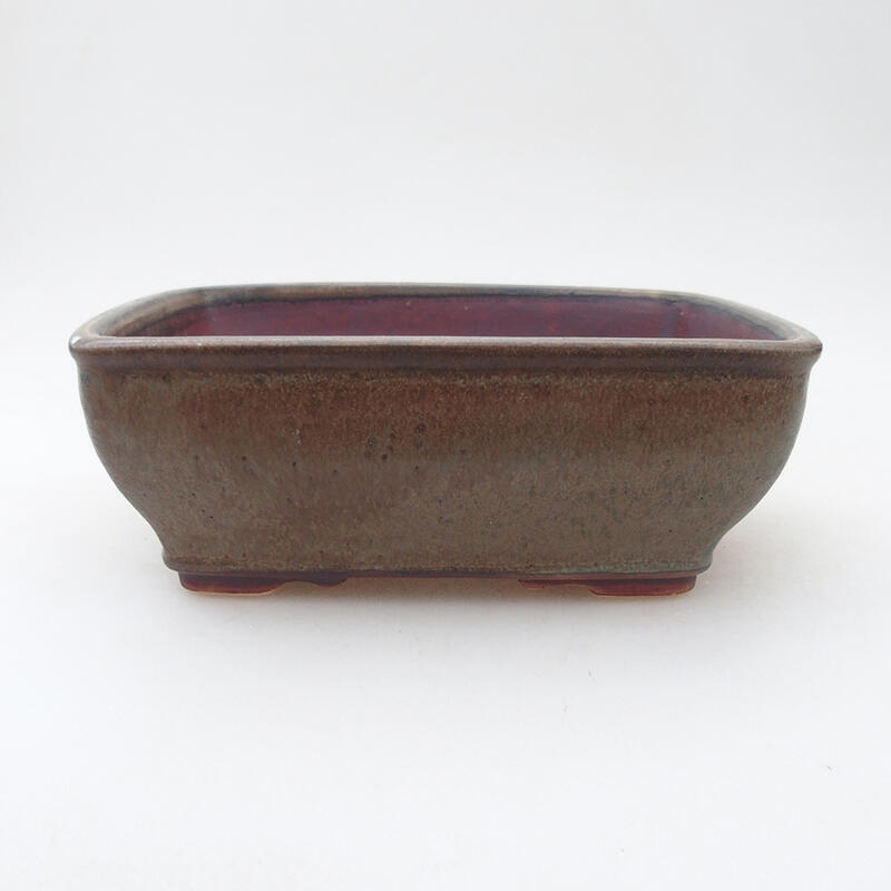 Ceramic bonsai bowl 12 x 15 x 6 cm, color brown