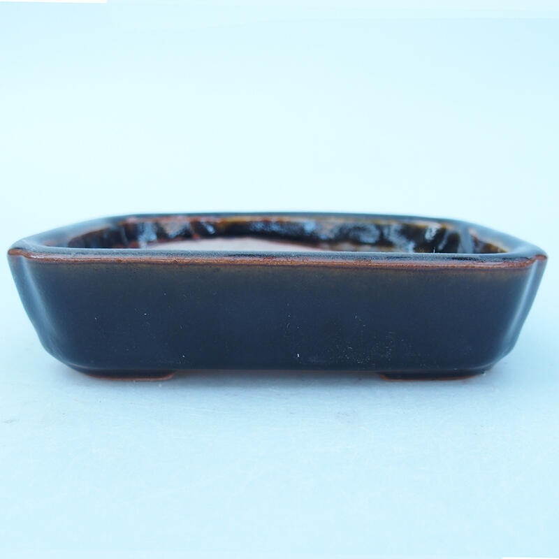 Ceramic bonsai bowl 12 x 9.5 x 3 cm, color black-brown