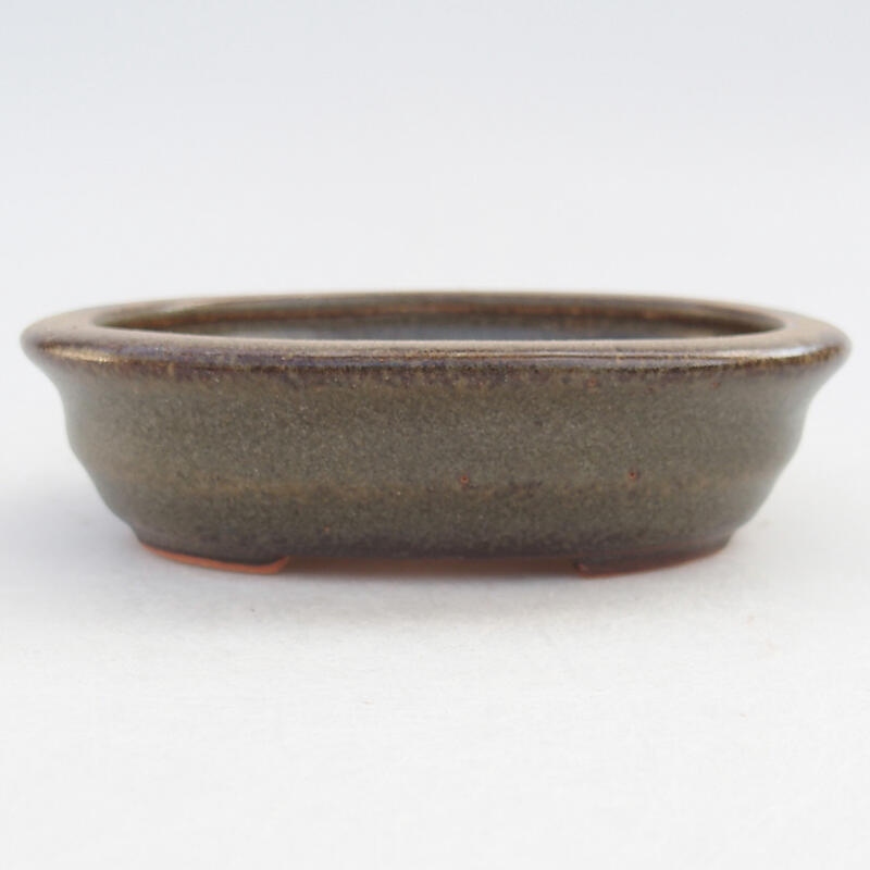 Ceramic bonsai bowl 12 x 9.5 x 3 cm, color brown