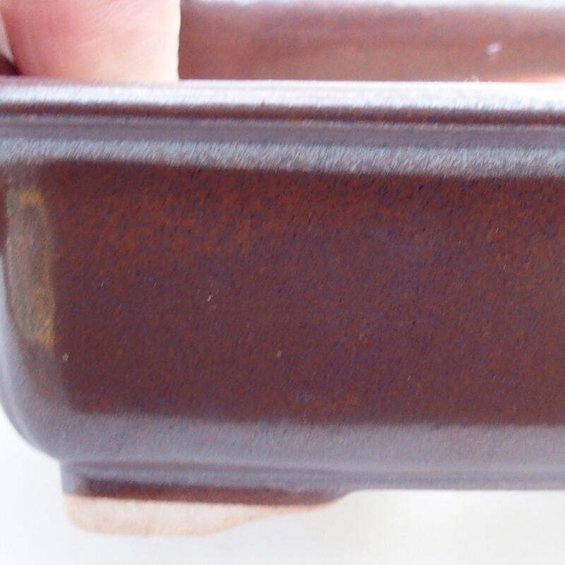 Ceramic bonsai bowl 12 x 9.5 x 4.5 cm, brown color