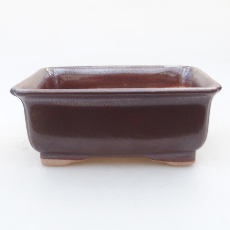 Ceramic bonsai bowl 12 x 9.5 x 4.5 cm, brown color