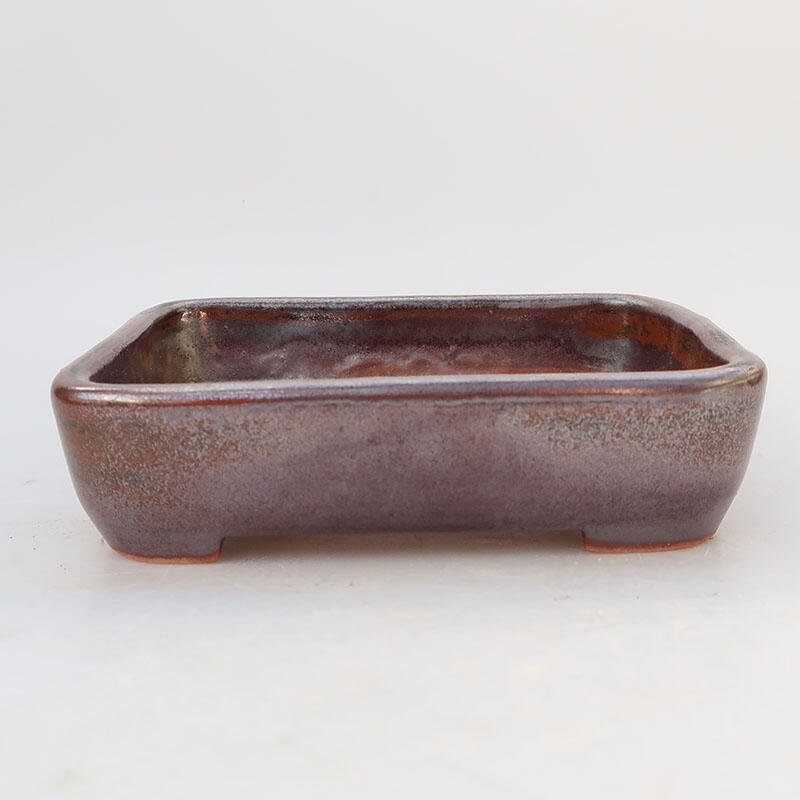 Ceramic bonsai bowl 12 x 9 x 3.5 cm, metallic color