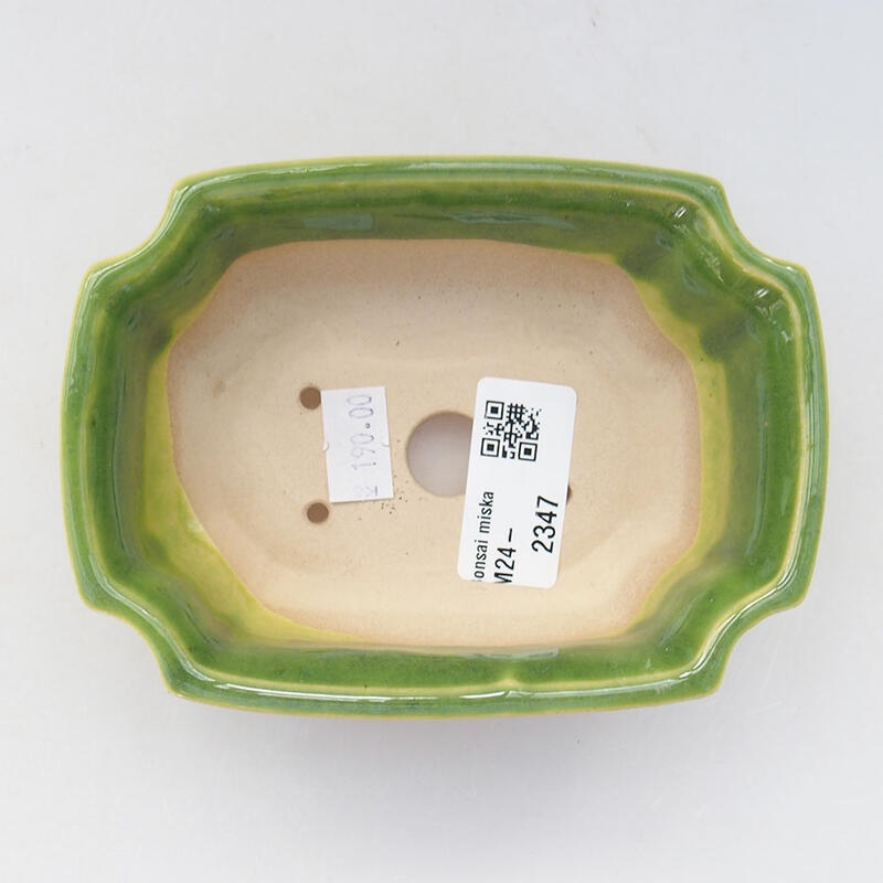 Ceramic bonsai bowl 12 x 9 x 4.5 cm, color green