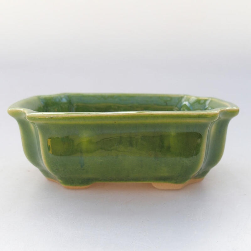 Ceramic bonsai bowl 12 x 9 x 4.5 cm, color green