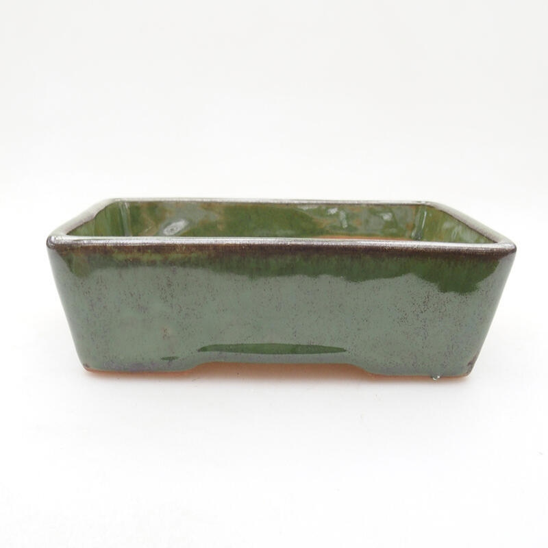 Ceramic bonsai bowl 12 x 9 x 4 cm, color green