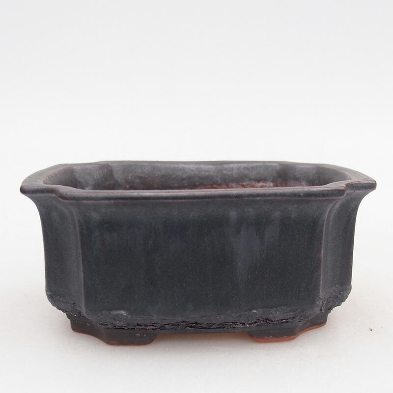 Ceramic bonsai bowl 12 x 9 x 5,5 cm, metal colour