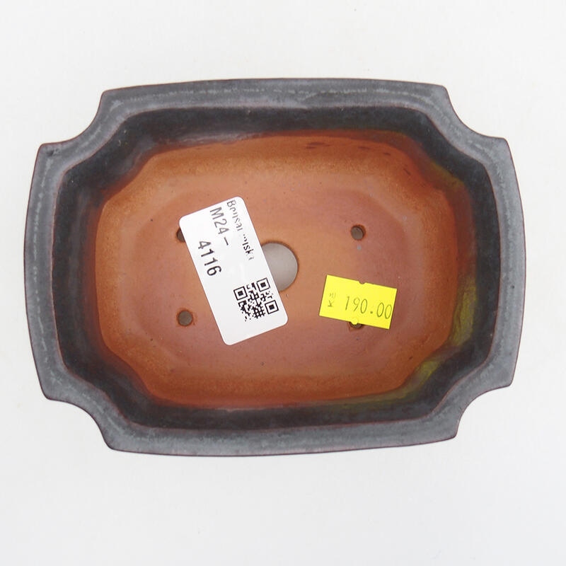 Ceramic bonsai bowl 12 x 9 x 5,5 cm, metal colour