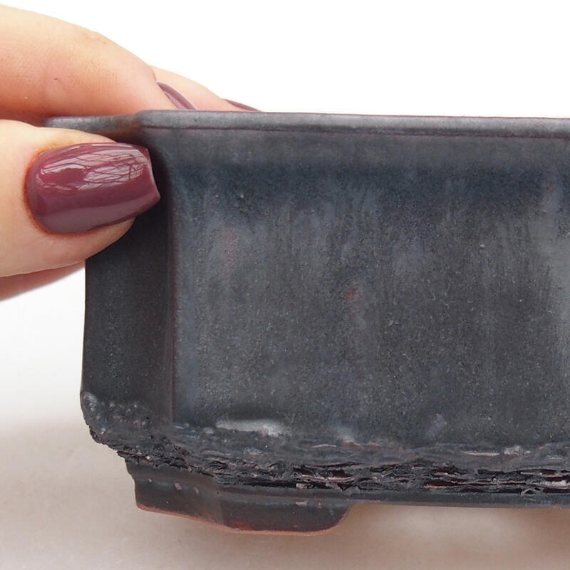 Ceramic bonsai bowl 12 x 9 x 5,5 cm, metal colour