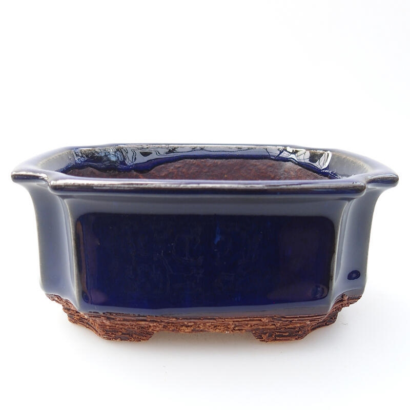 Ceramic bonsai bowl 12 x 9 x 5 cm, color blue