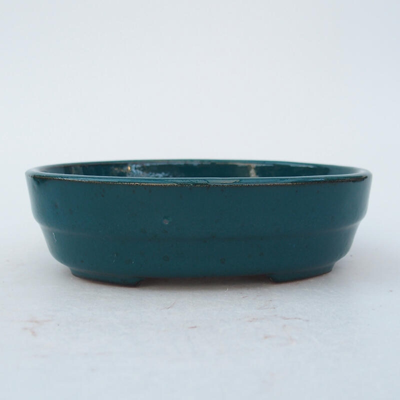 Ceramic bonsai bowl 13.5 x 10.5 x 4 cm, color green