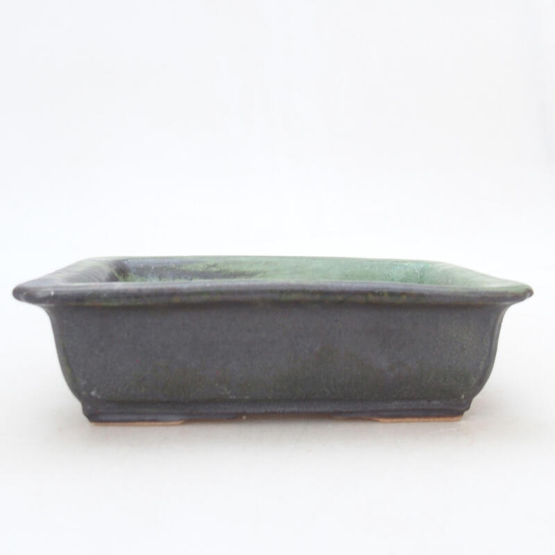 Ceramic bonsai bowl 13.5 x 10 x 4 cm, color grey-green