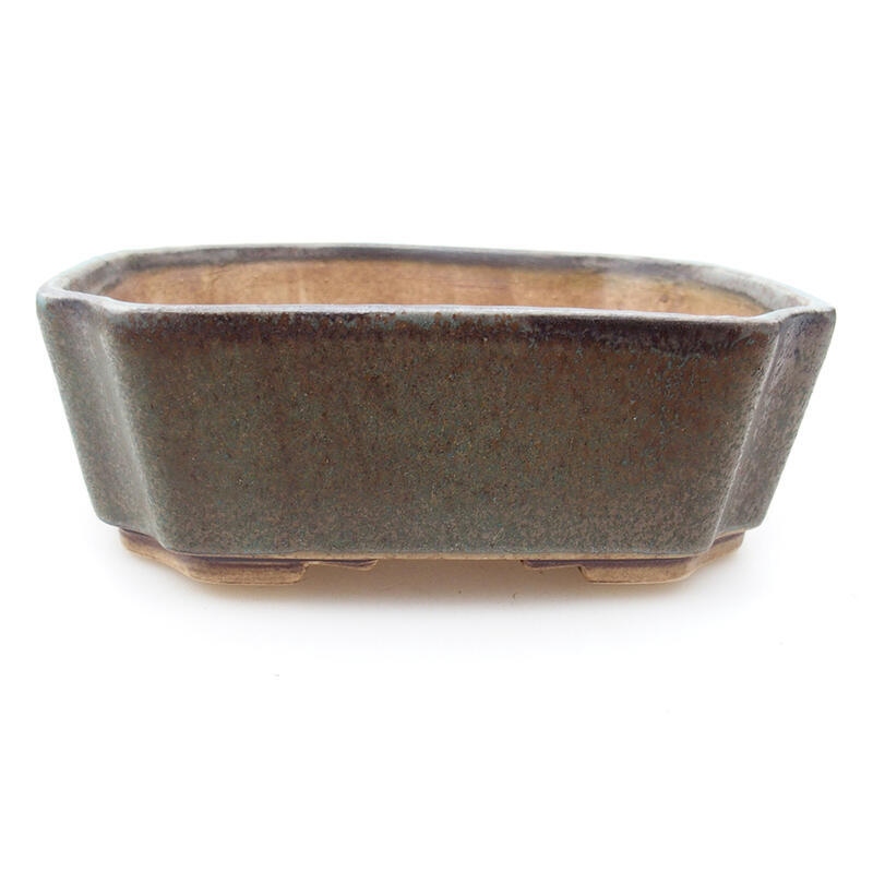 Ceramic bonsai bowl 13.5 x 11.5 x 4.5 cm, color green