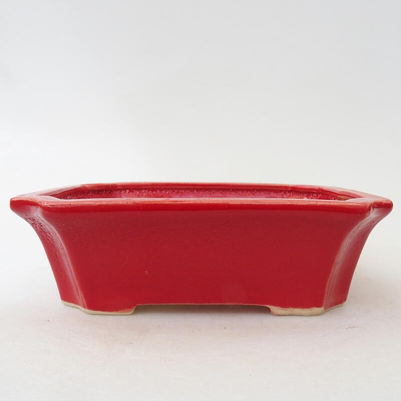 Ceramic bonsai bowl 13.5 x 11 x 4.5 cm, color red