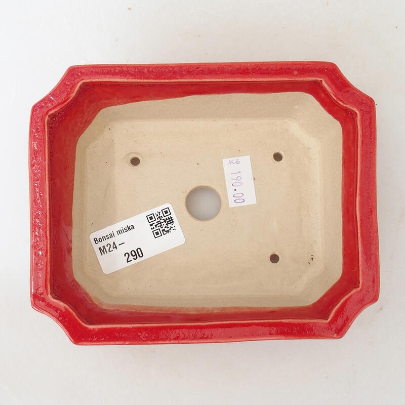 Ceramic bonsai bowl 13.5 x 11 x 4.5 cm, color red