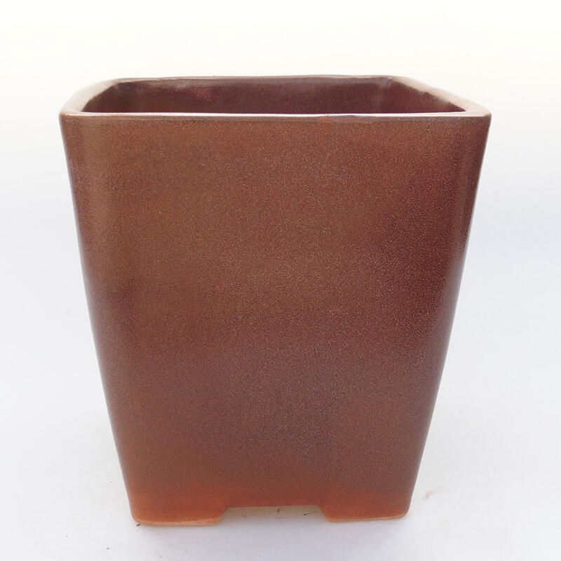 Ceramic bonsai bowl 13.5 x 13.5 x 15 cm, wine color