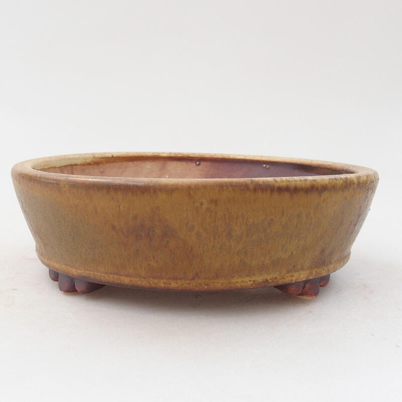 Ceramic bonsai bowl 13.5 x 13.5 x 4 cm, color brown