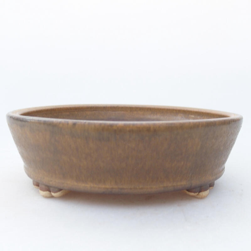 Ceramic bonsai bowl 13.5 x 13.5 x 4 cm, brown color