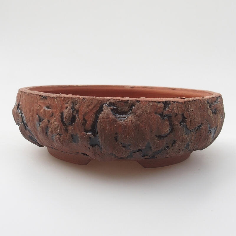 Ceramic bonsai bowl 13.5 x 13.5 x 4 cm, color brown