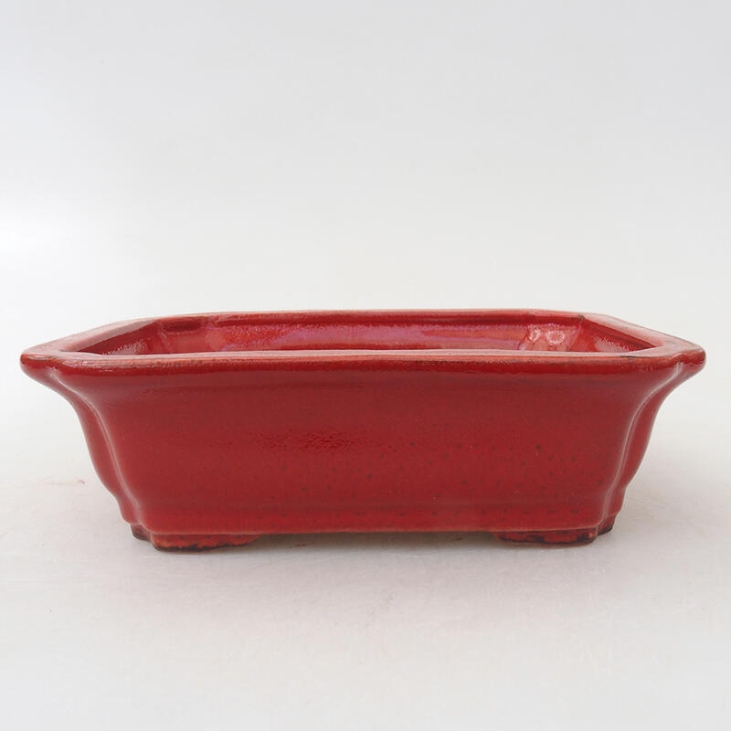 Ceramic bonsai bowl 13 x 10.5 x 4 cm, color red