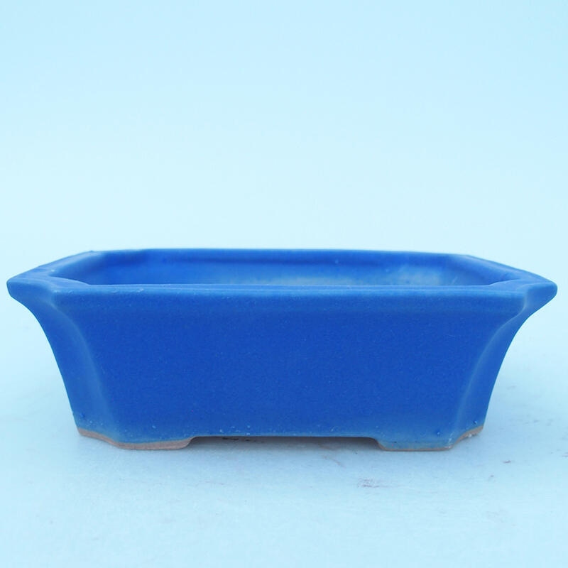 Ceramic bonsai bowl 13 x 10.5 x 4 cm, color blue