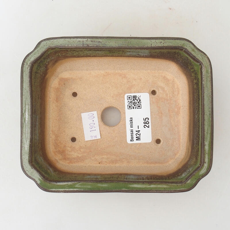 Ceramic bonsai bowl 13 x 10.5 x 4 cm, color green