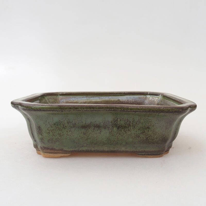 Ceramic bonsai bowl 13 x 10.5 x 4 cm, color green