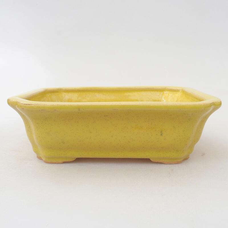 Ceramic bonsai bowl 13 x 10.5 x 4 cm, color yellow