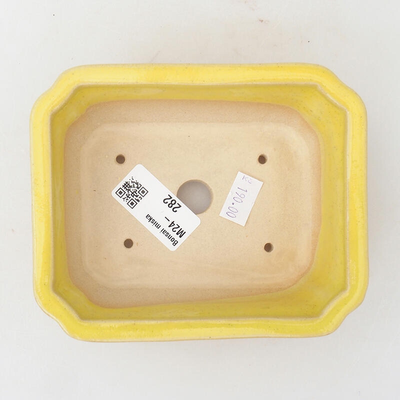 Ceramic bonsai bowl 13 x 10.5 x 4 cm, color yellow