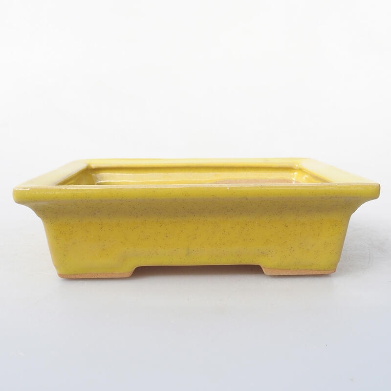 Ceramic bonsai bowl 13 x 10 x 3.5 cm, color yellow