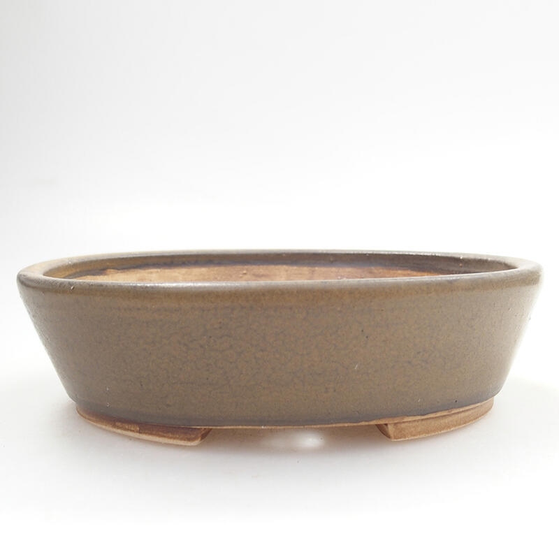 Ceramic bonsai bowl 13 x 11 x 3.5 cm, color brown