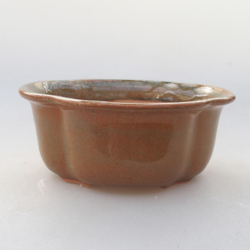 Ceramic bonsai bowl 13 x 11 x 5 cm, brown color