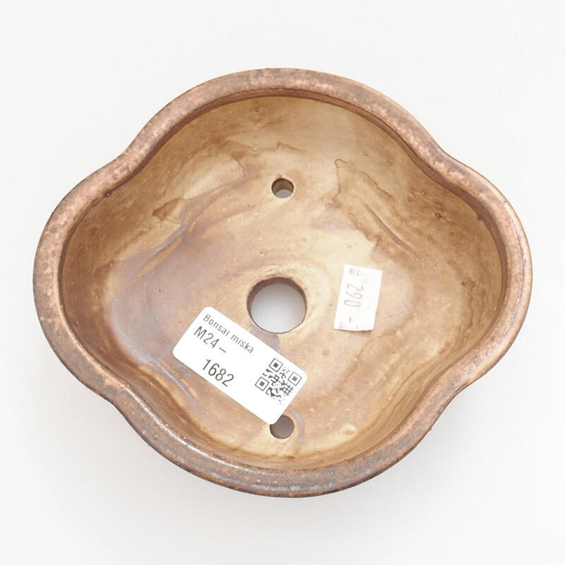 Ceramic bonsai bowl 13 x 12 x 5 cm, color orange