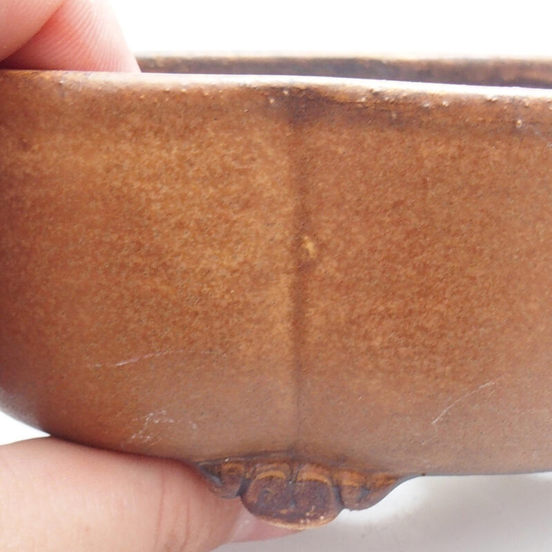 Ceramic bonsai bowl 13 x 12 x 5 cm, color orange