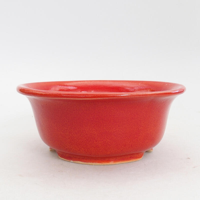 Ceramic bonsai bowl 13 x 13 x 5 cm, color red