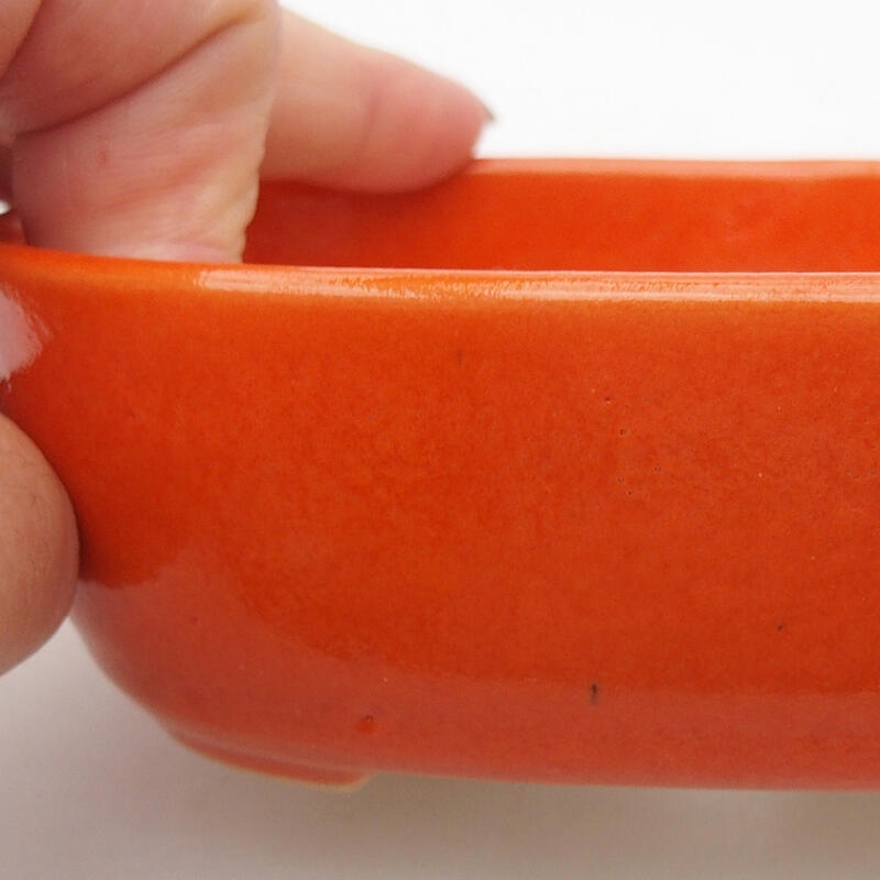 Ceramic bonsai bowl 13 x 8.5 x 3.5 cm, color orange