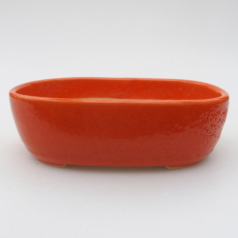 Ceramic bonsai bowl 13 x 8.5 x 3.5 cm, color orange