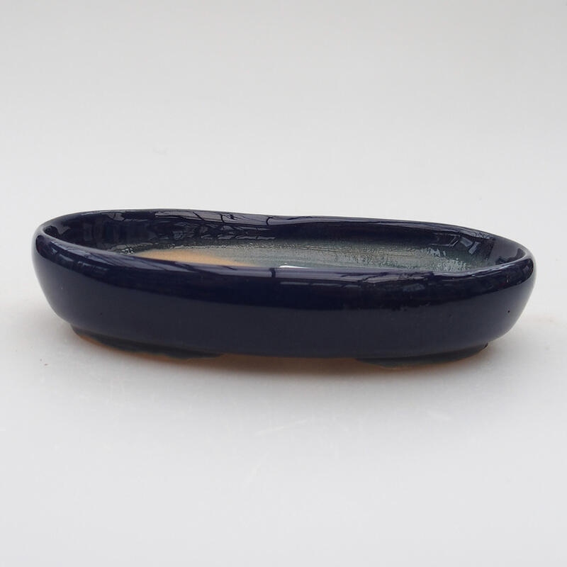 Ceramic bonsai bowl 13 x 9.5 x 2.5 cm, color blue