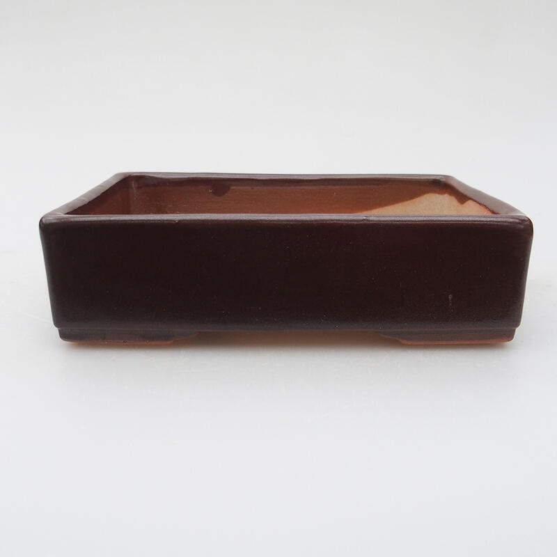 Ceramic bonsai bowl 13 x 9.5 x 3 cm, color brown