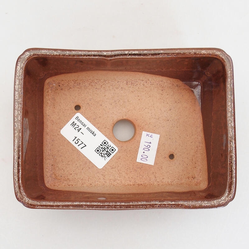 Ceramic bonsai bowl 13 x 9.5 x 5 cm, color brown