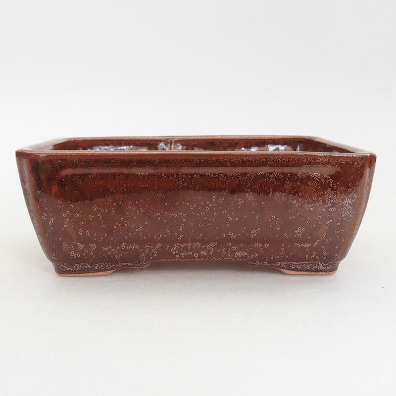 Ceramic bonsai bowl 13 x 9.5 x 5 cm, color brown