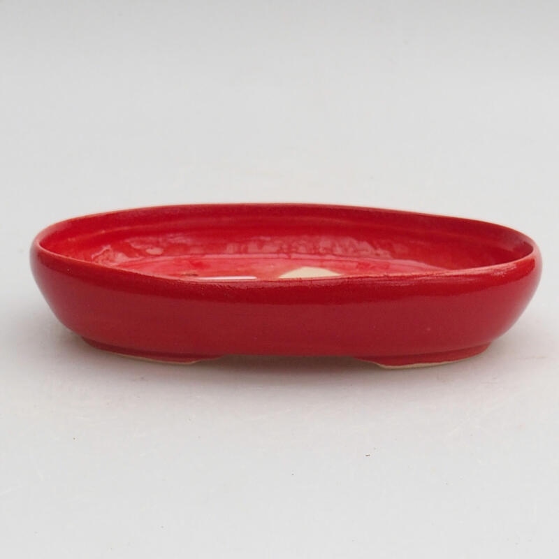 Ceramic bonsai bowl 13 x 9 x 2.5 cm, color red