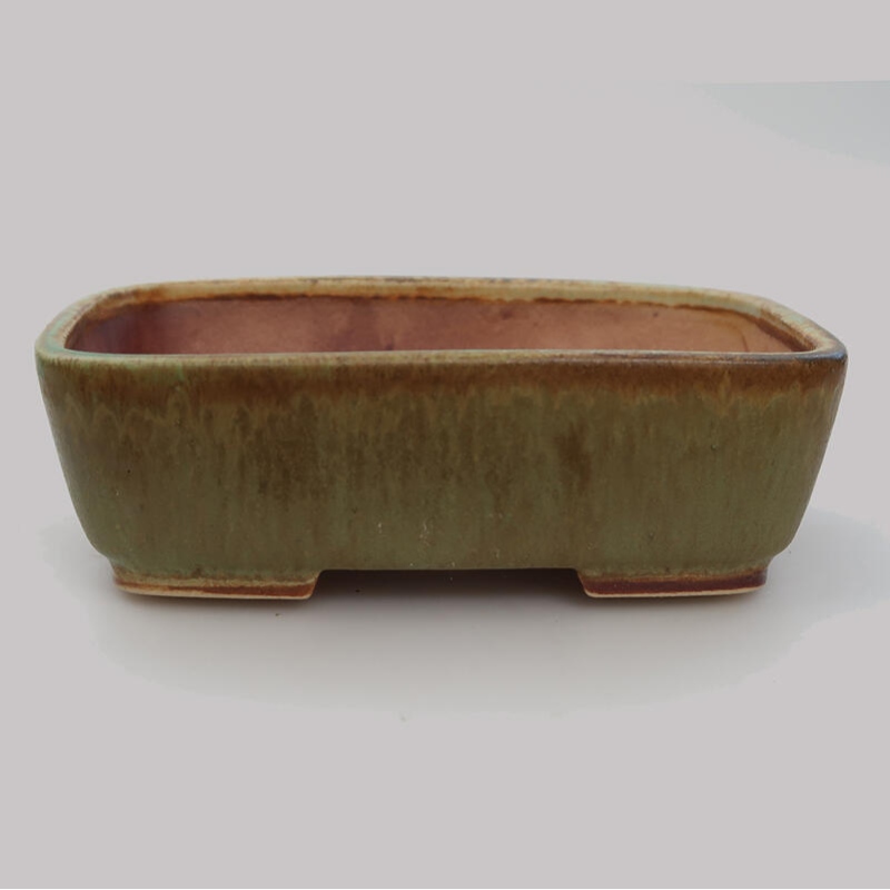 Ceramic bonsai bowl 14.5 x 11.5 x 4.5 cm, color green