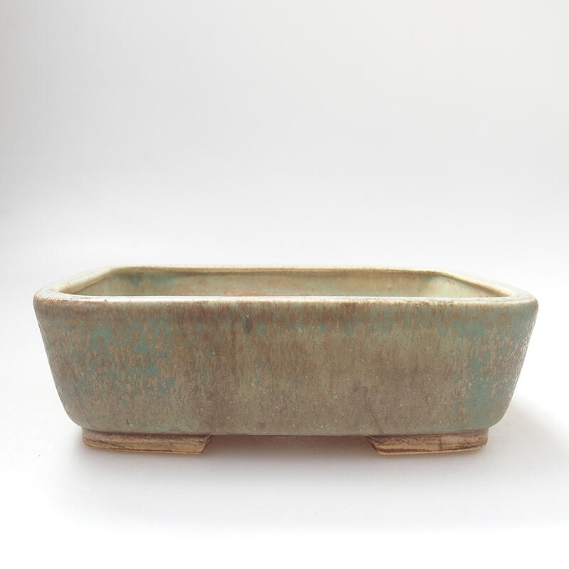 Ceramic bonsai bowl 14.5 x 12 x 4 cm, color green