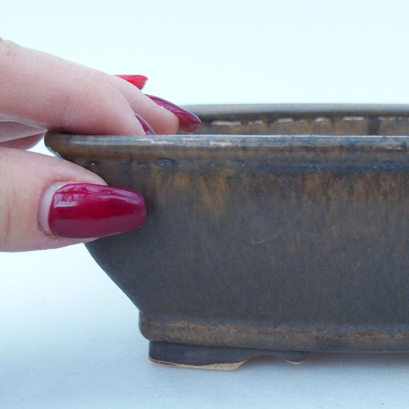 Ceramic bonsai bowl 14.5 x 12 x 5.5 cm, color brown