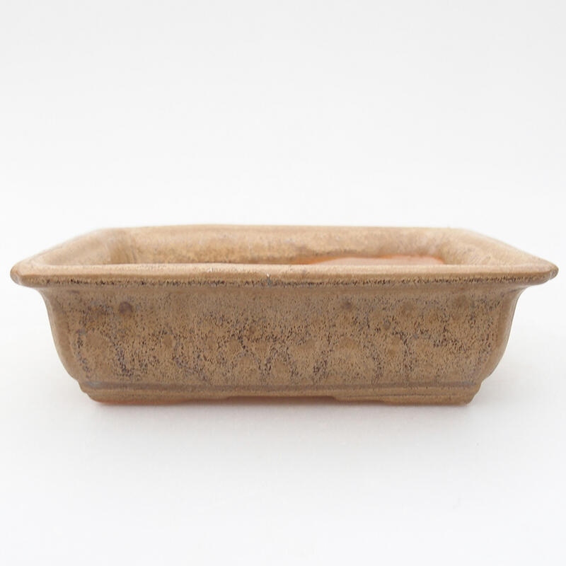 Ceramic bonsai bowl 14 x 10,5 x 4 cm, colour beige