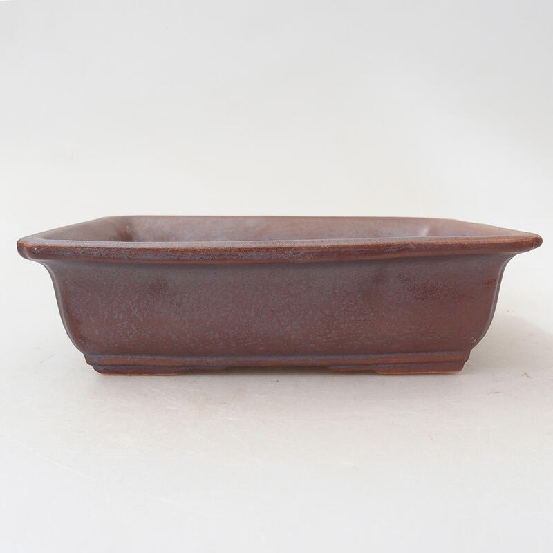 Ceramic bonsai bowl 14 x 10.5 x 4 cm, metallic color