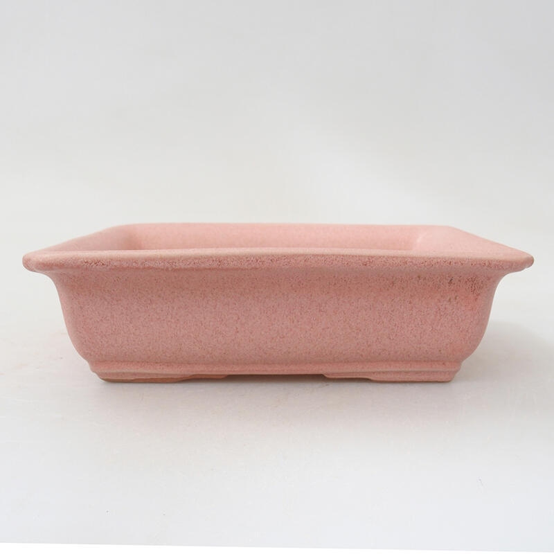 Ceramic bonsai bowl 14 x 10.5 x 4 cm, color pink