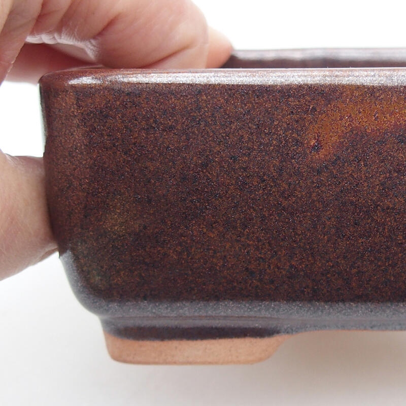 Ceramic bonsai bowl 14 x 10.5 x 5 cm, color brown